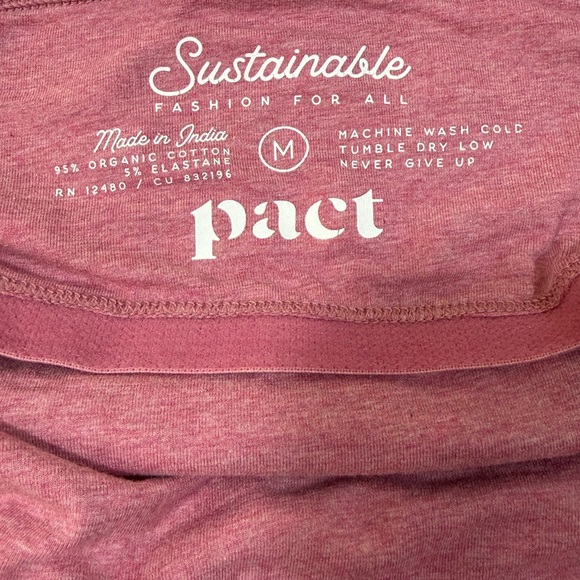 PACT Women’s Medium Fit & Flare Midi Dress Organic Cotton Pink Pockets Racerback - Picture 8 of 11